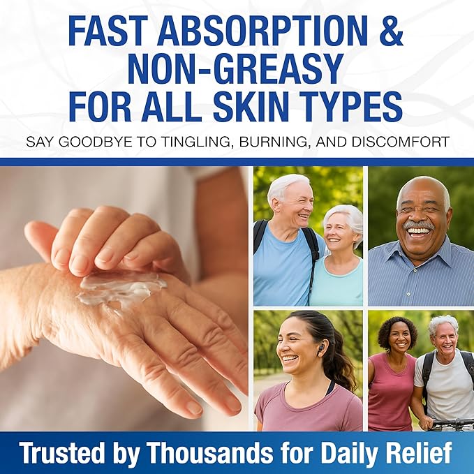 Neuropathy Nerve Relief Cream – Extra Large 8 oz – Super Strength ALA, Menthol, Magnesium Formula for Feet Hands Legs Toes Back – Made in USA – Fast-Acting Soothing Relief – Super Value 8 Oz
