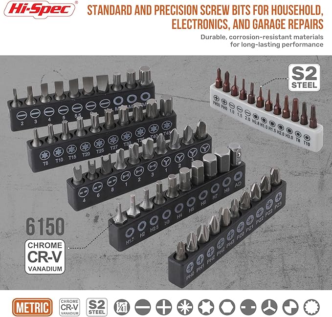 Hi-Spec 78pc Multi Screw Driver Bit Set and 1/4 inch Socket Set with Handles. Flexible Extension, Precision, Torx and Tamperproof 1/4 inch Hex Screwdriving Bit Accessories in a Case