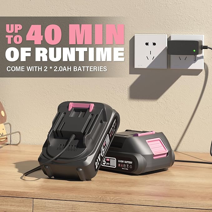 SOYUS Leaf Blower, 20V Leaf Blower Cordless with 2x2.0Ah Battery and Charger, 150 MPH Electric Leaf Blowers with Two-Speed Mode, Blowers for Lawn Care, Debris Dust Cleaning（Pink）