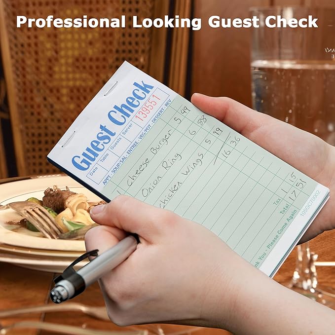 FMP Brands Double Part Guest Check for Servers, Server Note Pads 500 Sheets (10 Pads), Server Books for Waitress with Carbon Copies, Guest Check 2 Part Carbonless, Check Book for Cafes, Restaurants