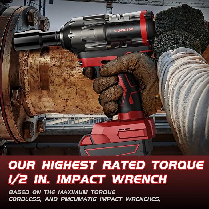 Cordless Impact Wrench 1/2 inch for Milwaukee 18V Battery, 900Ft-lbs(1200N.m) High Torque Impact Driver, Brushless Impact Gun with 4-Mode Speed, 6 Sockets, LED Work Light (Battery NOT included)