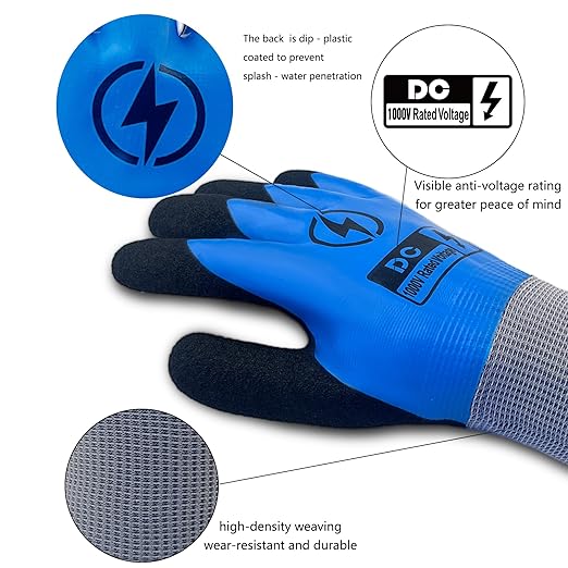Insulated Electrician Gloves 1000V Voltage Resistant Flame Retardant Work Gloves, Electrical Rubber Non-slip Texture Design for Electricians Prevent Shock