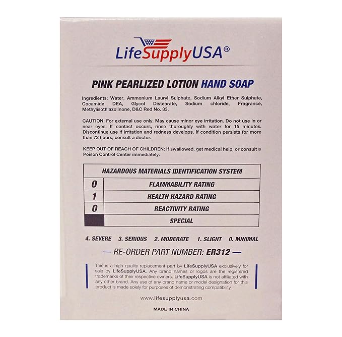 LifeSupplyUSA Case of 1 Pink Pearlized Liquid Lotion Hand Wash Soap 800ml Dispenser - Refill Pouch Bags