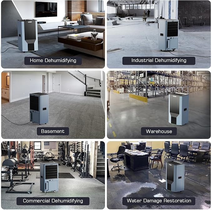 198 Pints Commercial Grade Dehumidifier with Pump for Spaces Up to 2,600 Sq.Ft, Large Dehumidifier for Home, Basement, Garage, Warehouse with Drain Hose & Tank, 5 Years Limited Warranty