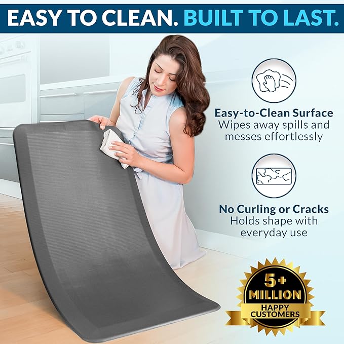 ComfiLife Anti Fatigue Floor Mat – 3/4 Inch Thick Kitchen Mats for Floor, Standing Desk Mat, Kitchen Rug – Comfort at Home, Office – Durable – Stain Resistant – Non-Slip Bottom (24" x 70", Charcoal)