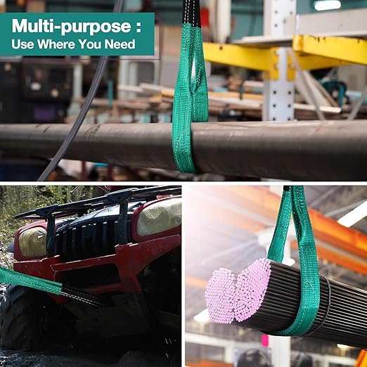 Lift Sling Straps,2" x 4' Heavy Duty Flat Eye Lift Sling, Lifting Straps Nylon Tree Saver Recovery Strap Web Sling Winch Strap