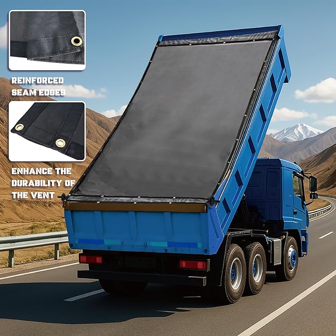 Heavy-Duty Dump Truck Tarp Kit, with Rear Anti-Sail Bow Set (with 7'x16' PVC Mesh Tarp)
