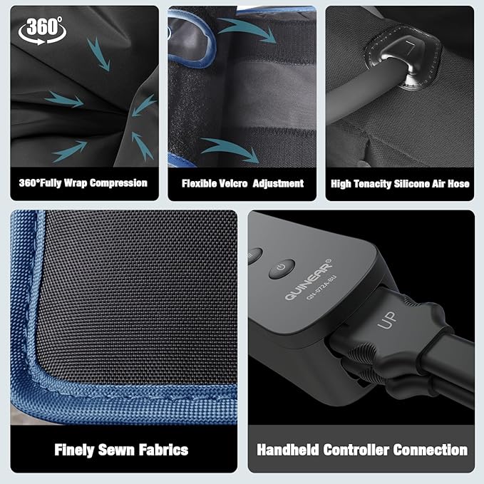 QUINEAR Leg Massager for Circulation and Pain Relief, Full Leg Compression Massager with Heat 2 Extender 3Heat 3Mode 3Intensity Sequential Compression Boots for Cramps Edema Swelling