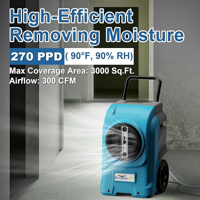 AlorAir 270 Pints Commercial Dehumidifiers Smart Wi-Fi with Pump, Up to 3,000 Sq.Ft Coverage for Large Room or Basements, Industrial Dehumidifier with Drain Hose, 5 Years Limited Warranty