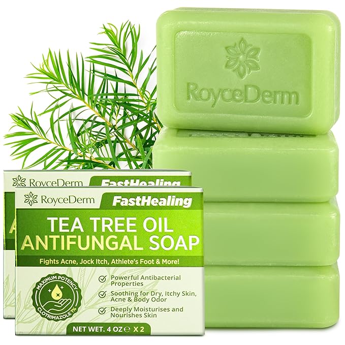 Roycederm Tea Tree Soap for Face & Body Acne, Athlete's Foot, Tinea, Folliculitis Ringworm Jock Itch - Pack of 2