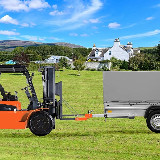 Forklift Ball Hitch Attachment, EBESTTECH 1PC Forklift Trailer Hitch Attachment 2" Receiver Trailer Towing Adapter with Chain Orange