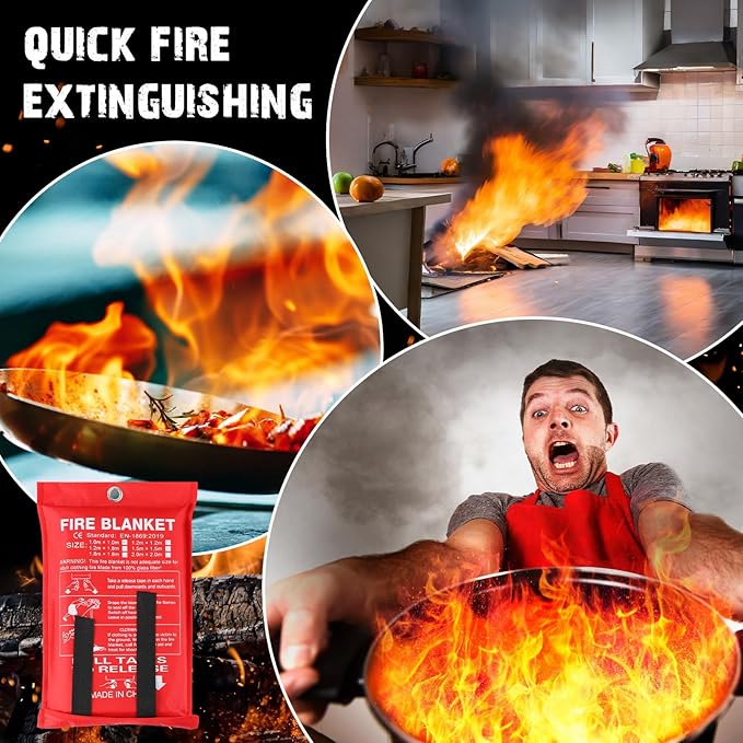 Macarrie 60 Pack 39” x 39” Fire Blanket Emergency for Home and Kitchen Safety Suppression Blanket Fiberglass Fireproof Survival for Fireplace Car Office Camping (Red)