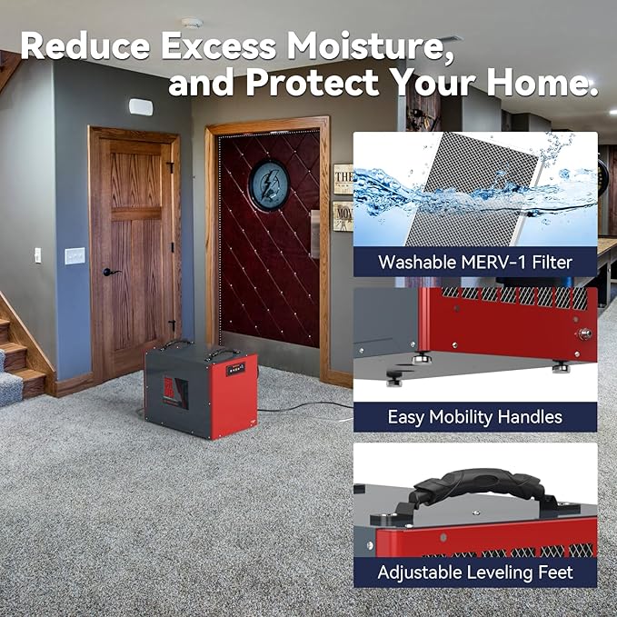 Abestorm 198 Pint Commercial Dehumidifier for Crawlspace, Basement, Large Space up to 2,600 Sq Ft, Industry Water Damage Unit, Auto Defrost, Compact