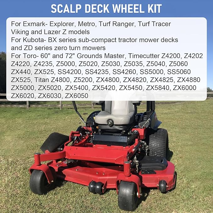 6Pcs Lawn Mower Anti Scalp Deck Wheel Kit Compatible with Bad Boy 022-5234-98 Exmark 103-3168 103-4051 103-7263 1-603299 & Many Bore 5/8” Wheel Size