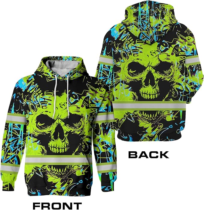 Color US Flag High Visibility Hoodie for Men Women Reflective Tapes Safety Workwear for Worker Runner Patriotic