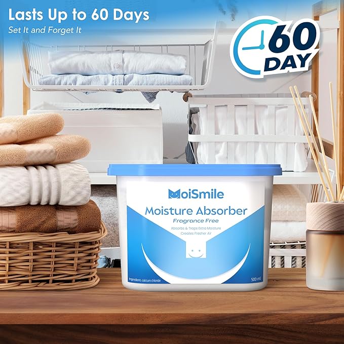 Moisture Absorbers 6 Pack, Fragrance-Free Closet Dehumidifier for Bathroom, Car ＆ Basement, 10.5 oz Refillable Humidity Absorber Boxes