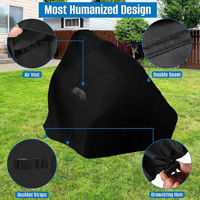 SIRUITON Riding Lawn Mower Cover, Zero Turn Mower Cover for 600D Oxford UV Dust Waterproof Protection, Outdoor Garden Riding Lawn Tractor Cover Fits Up to 54" With Storage Bag