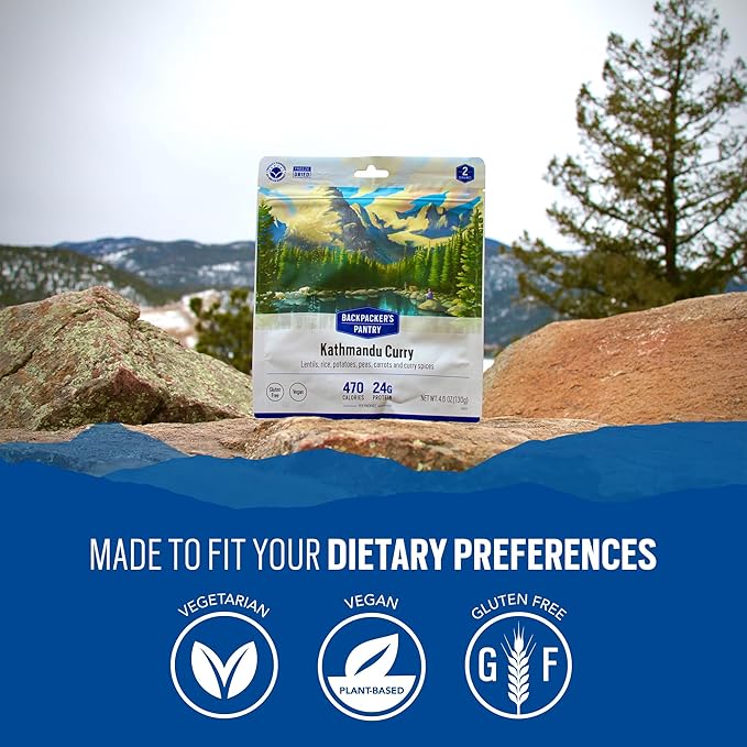 Backpacker's Pantry Kathmandu Curry, 2 Servings Per Pouch, Freeze Dried Food, 16 Grams of Protein, Vegan, Gluten Free (Pack of 2)