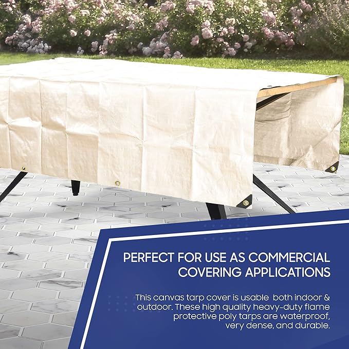 Tarps Now 30x40 Feet Fire Retardant Poly Tarp |12 MIL Heavy Duty Waterproof Cover |Rip and Tear Proof Plastic Tarp with Rustproof Aluminum Grommets & Reinforced Edges |Ideal for Camping - White