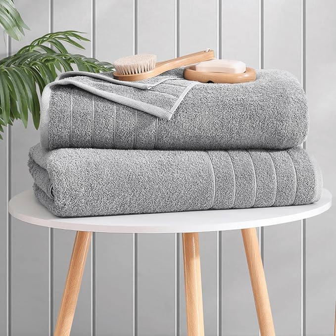 Casa Platino Bath Sheets 4 Pack (36"x 72"), 100% Ring Spun Cotton Bathroom Towels, Soft Absorbent Bath Sheet Sets, Quick Drying Towels - Ultimate Grey