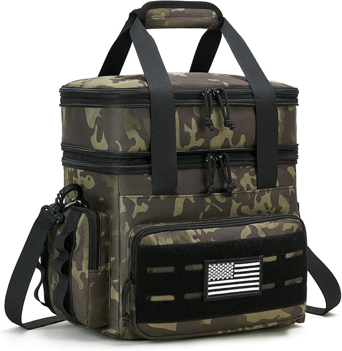 Tactical Lunch Bag & Lunch Box for Men - Large Double Deck Expandable Insulated Soft Adult Lunchbox for Work - Cooler Bag for Beach, Picnic, Camping,Outdoor，Travel (Camo,16L)