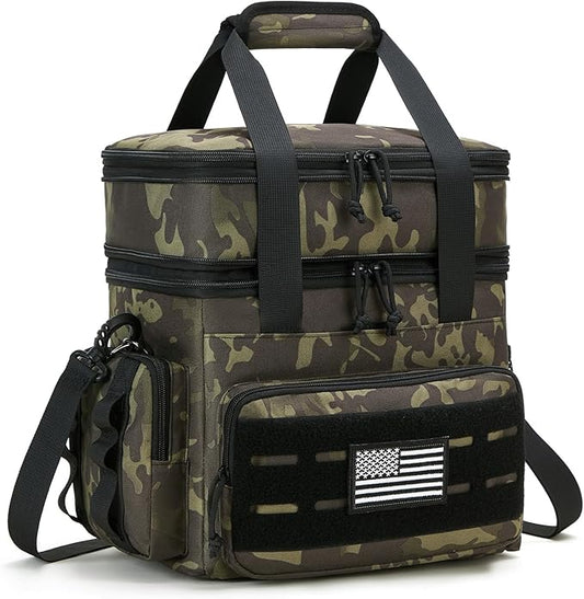 Tactical Lunch Bag & Lunch Box for Men - Large Double Deck Expandable Insulated Soft Adult Lunchbox for Work - Cooler Bag for Beach, Picnic, Camping,Outdoor，Travel (Camo,16L)