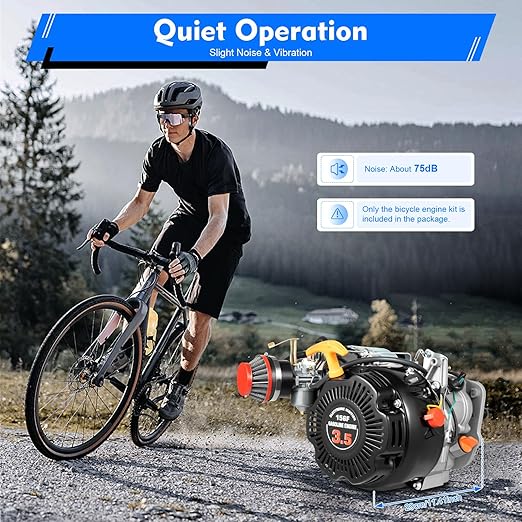 100CC 4-Stroke Gasoline Engine Kit, 3.5HP Bicycle Engine Kit, Hand Start Gas Engine with Chain Drive OHV Air-Cooling for Large Triangular Empty Frames & Motorized Motor Bike Modification