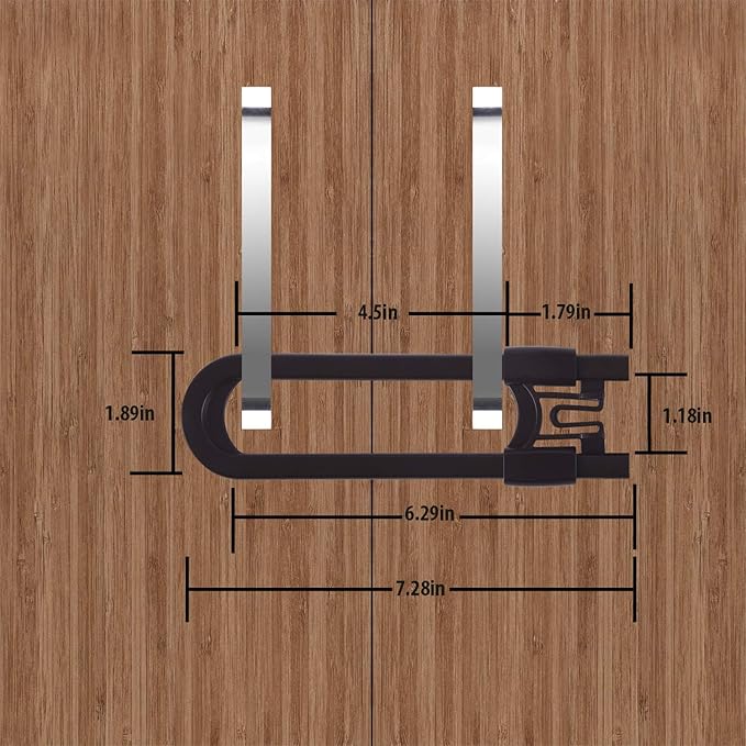 Sliding Cabinet Locks Baby Proofing – Adjustable Child Safety Latches for Knobs & Handles – 6 Pack – No Adhesive Drilling or Tools - Brown