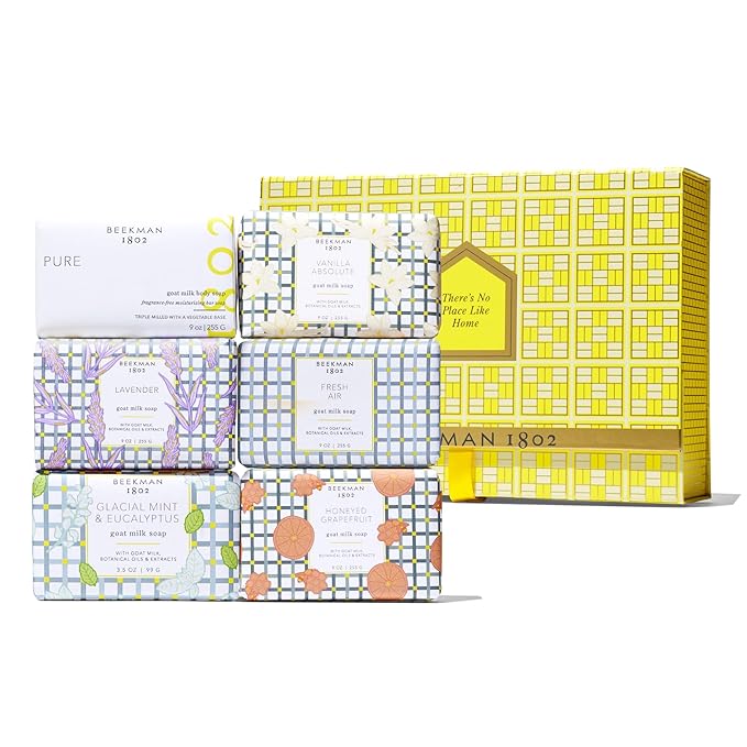 Beekman 1802 Goat Milk Bar Soap Gift Set - 9 oz - Nourishes, Moisturizes & Hydrates - 100% Vegetable Soap with Lactic Acid - Good for Sensitive Skin - Cruelty Free - Gift Box Included