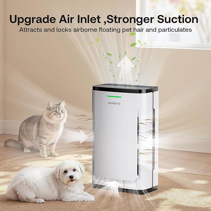 Large Pet Air Purifier for Home up to 4200 sq ft, Suck up Floating Cat Dog Hair, 7-Stage Filter, Anion Activated Carbon HEPA Air Purifiers for Dander Odor Allergies Pollutant Smoke Dust, Zero Ozone