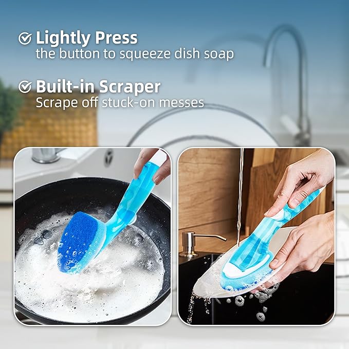 Non-Scratch Dish Wand Sponge Refills 12 Pack, Zero-Scratch Sponge Replacement Heads Fits Soap Dispensing Handle, Scratch-Free Dishwand Refill Heads, Safe for Nonstick Cookware and Kitchen Surfaces