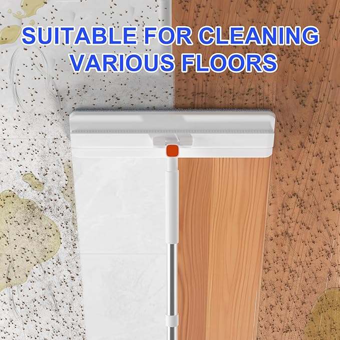 Mop and Bucket Set, Flat Mops and Bucket with Wringer Set System Automatic Separates Dirty and Clean Water, Wet and Dry Use Microfiber Mops for Wall Floor Cleaning (Mop Set with 2 Pads)
