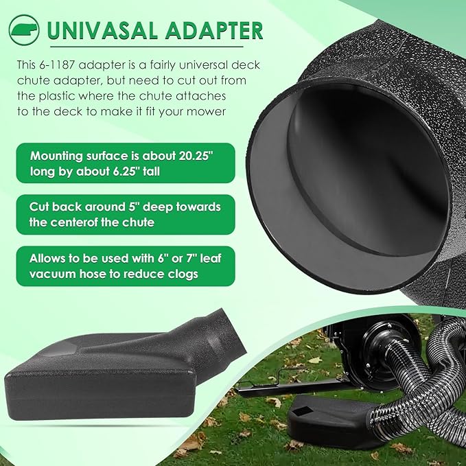 Yoursme 6-1187 Adapter for Mow-N-Vac 69861, 43830, 45-0577, 45-0578, 45-0567 Models Leaf Vacuum Bagger Deck, Heavy-Duty Deck Boot Chute Connector