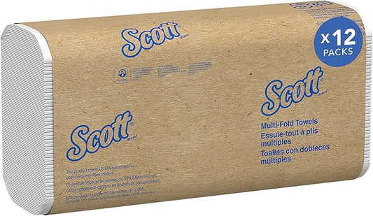 Scott Professional Universal Multifold Paper Towels, Bulk (58091), Absorbency Pockets, White, 9.2"x9.4" Towel, White, Compressed, Compact (250 Sheets/Pack, 12 Packs/Case, 3,000 Sheet Total)