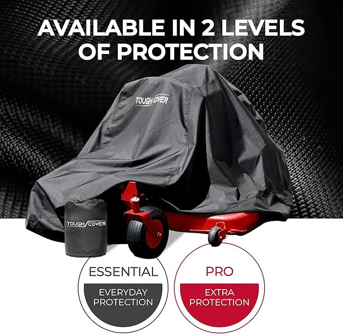 Tough Cover Zero Turn Mower Cover - 600D Marine-Grade Fabric, Black - Heavy Duty Outdoor Protection, Waterproof & UV Defense - Universal Fit for Riding Lawn Mowers with Drawstring Strap & Storage Bag