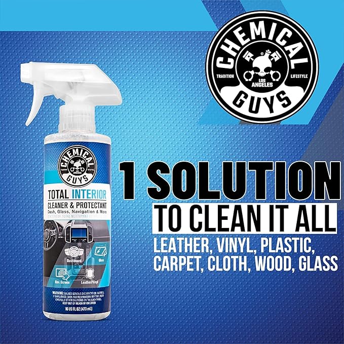 Chemical Guys Total Interior Cleaner and Protectant - Cleans and Protects Leather, Vinyl, Plastic, Rubber, Glass, and Fabric with Streak-Free Finish, Safe for Cars, Trucks, SUVs, and More - 32 oz