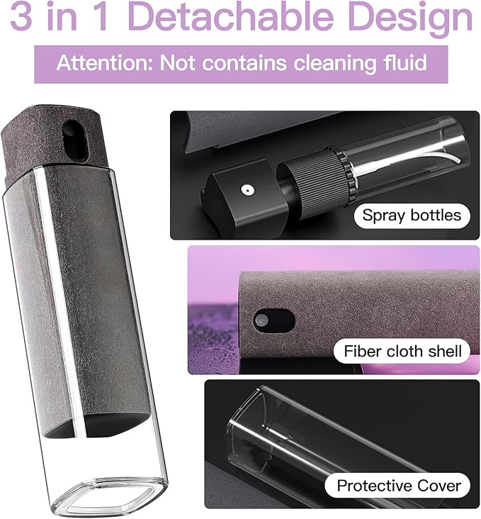 Touchscreen Screen Cleaner Kit 2 Pcs, Phone, Tablet and Car Screen Cleaner, Two in One Spray and Microfiber Cloth(2 Pack Pink)