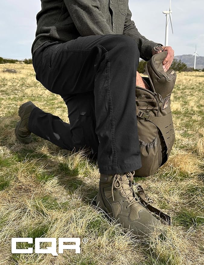 CQR Men's Vent Stretch Pants, Quick Dry Lightweight Casual Cargo Pants, Water Resistant Straight-Fit Utility Work Pants