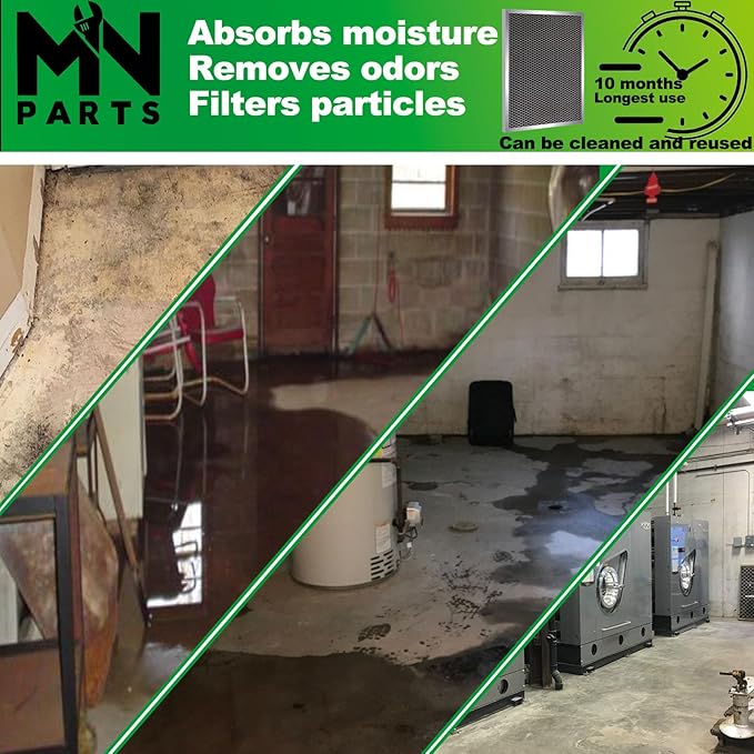 5443 Dehumidifier Filter 10"x12"x1" MERV 8 Washable Compatible with Whole-House Dehumidifiers Models 1830 1850 1852 and Ventilation Models 8191 8192 Replacement Filter 2 Packs