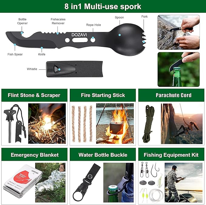 Survival Kits, Gift for Men Dad Husband, 142 in 1 First Aid Kit, Emergency Kits, Survival Gear and Equipment with Molle Pouch for Camping Hiking Outdoor