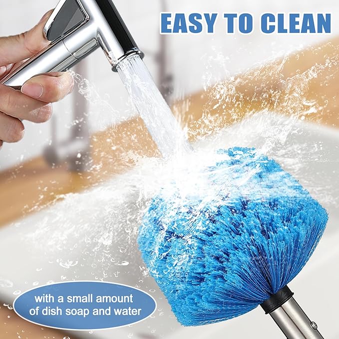 Cobweb Duster with Extension Pole, 10 FT Stiff Bristles Duster Head with Adjustable Stainless Steel Handle, Lightweight High Ceiling Brush Cleaner for Outdoor Indoor
