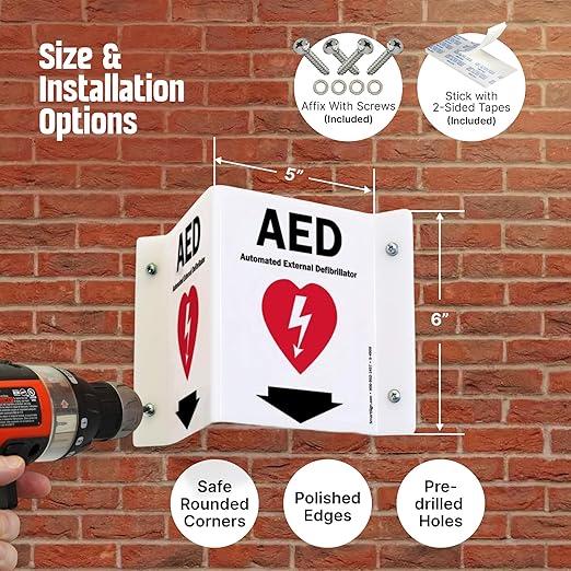 SmartSign "AED" Projecting Sign | 5" x 6" Acrylic