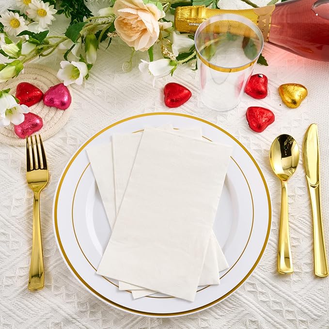 100 Pack Paper Napkins Guest Towels Disposable Premium Quality 3-ply Dinner Napkins Soft, Absorbent Paper Hand Towels for Party, Kitchen, Dinners or Events (White)