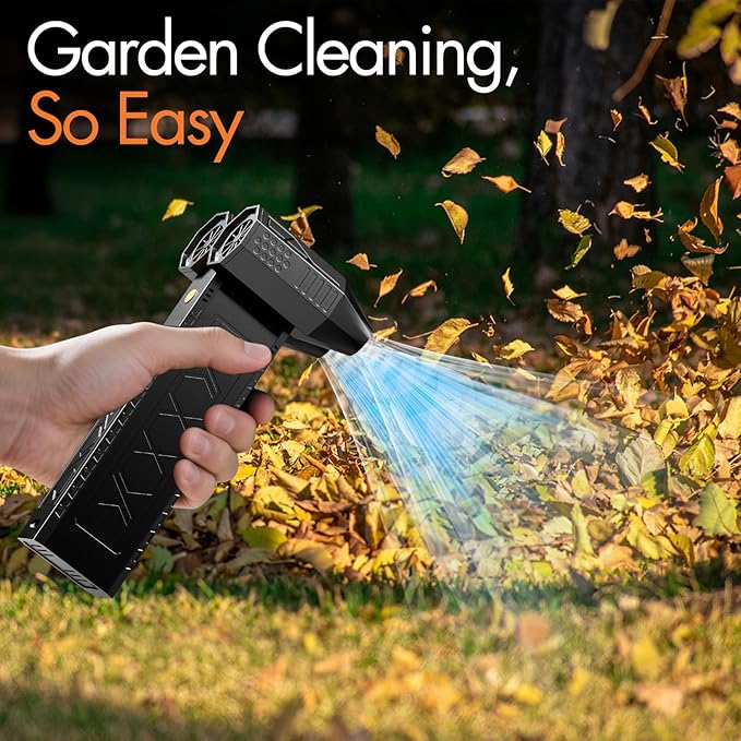 Electric Air Duster,180000RPM Dual Air Outlet Compressed Air Duster Turbo Fan(10000mAh),Multipurpose Jet Fan,High-Speed Air Blower with 4 Gear,Electric Air Blower Duster with Assist Lighting