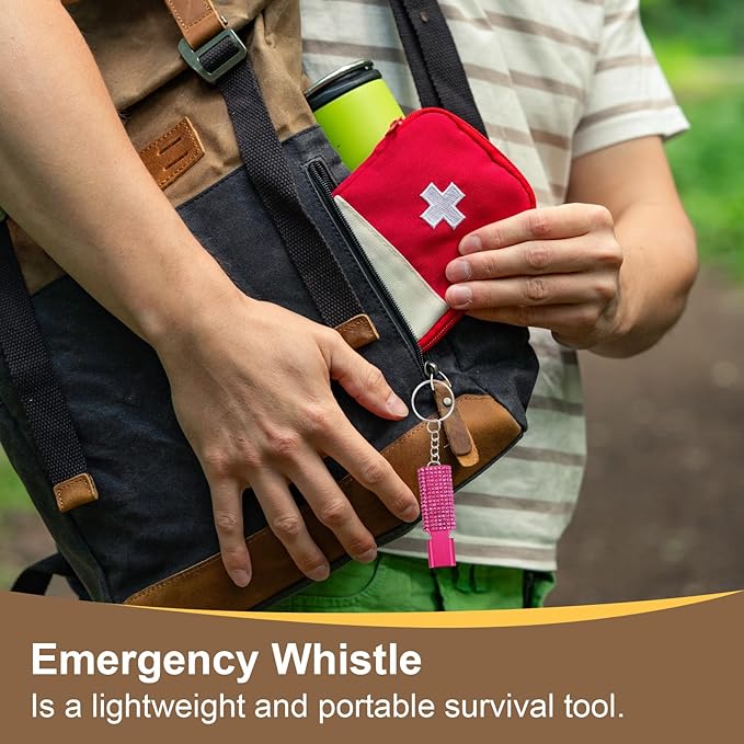 PATIKIL Emergency Whistle with Keychain, Bling Safety Survival Whistles Rescue Signaling Loud for Outdoor Camping Hiking Boating Hunting Fishing
