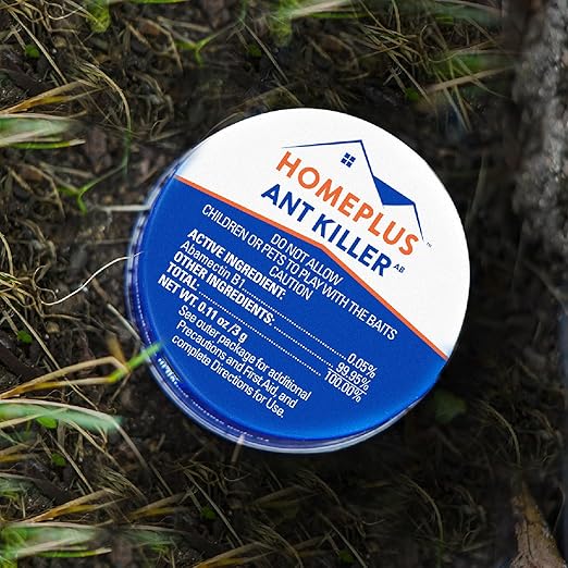 Homeplus Ant Bait Traps, Outdoor & Indoor Ant Killer, 4 Metal Stations with 4 Food-Based Attractants, Child-Resistant Design, Formulated with Abamectin B1, Ready-to-Use Bait Station