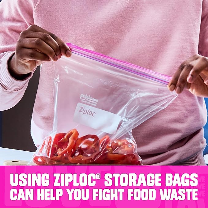 Ziploc Quart Food Storage Bags, Stay Open Design with Stand-Up Bottom, Easy to Fill, 80 Count