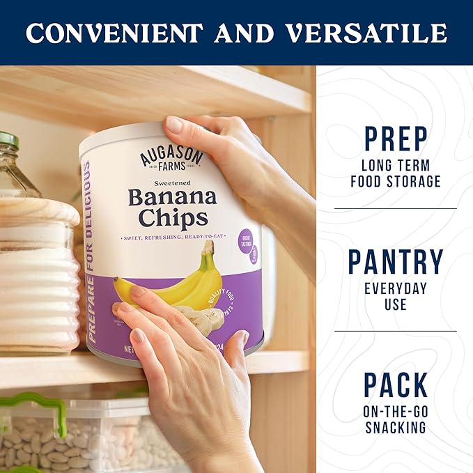 Augason Farms Sweetened Banana Chips Can, Emergency Food Supply, Everyday Meals, 31 Servings (Packaging May Vary)