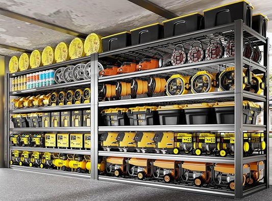 6 Tier Garage Shelving Heavy Duty, 50" WGarage Shelves, 50" W x 84" H x 24" D Adjustable Storage Shelving Unit, Commercial Metal Shelves for Warehouse, Basement, Shop,2 Pack