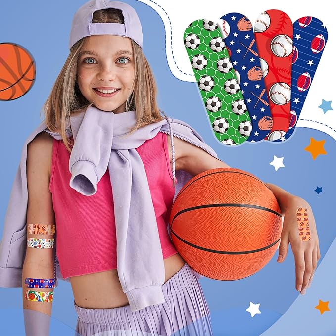Patelai 300 Pieces Kids Bandages Bulk 10 Styles Children's Adhesive Flexible Colorful Cute Cartoon Bandages Waterproof Breathable Stickers Protection Care Cuts for Girls Boys(Balls)